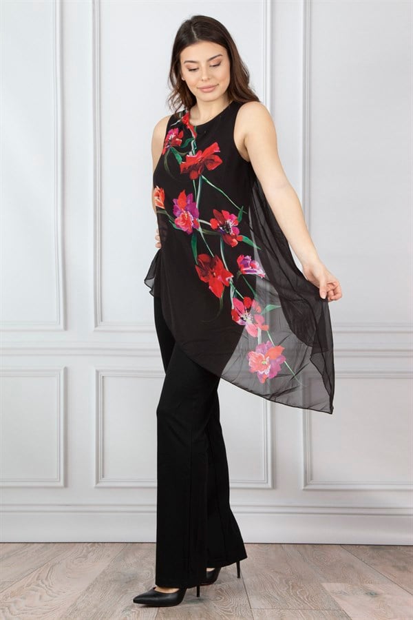 Kadin Siyah Şifon Detayli Tulum 26N12044