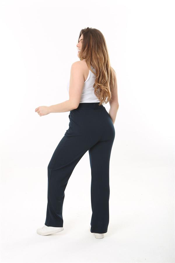 Kadın Büyük Beden Füme Ütü İzi Çima Dikişli Likralı Yan Cepli Pantolon 65N37564