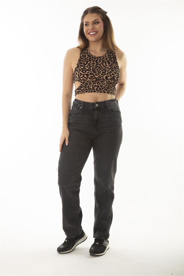 Kadın Büyük Beden Antrasit 5 Cepli Likralı Kot Pantolon 65N37064