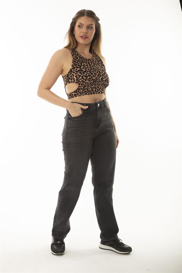 Kadın Büyük Beden Antrasit 5 Cepli Likralı Kot Pantolon 65N37064