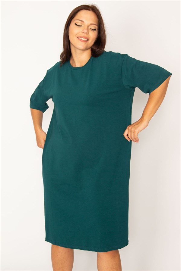 Kadın Mürdüm Pamuklu Kumaş Yan Fermuar Yırtmaçlı Likralı Elbise 65N34428