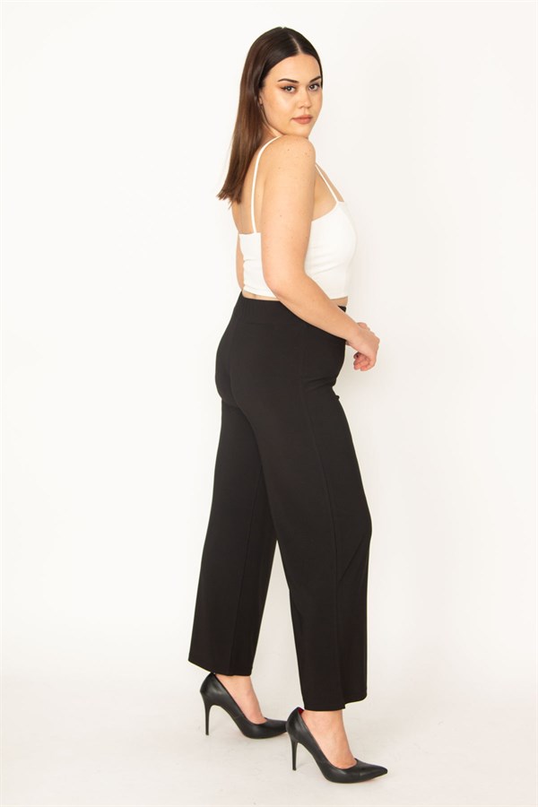 Kadın Lacivert Sandy Kumaş Ütü İzi Çima Dikişli Cepli Pantolon 65N31842