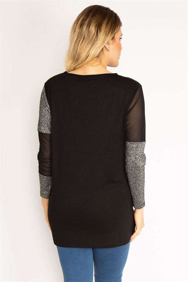 Kadın Siyah Sim Detaylı Bluz 65N35187