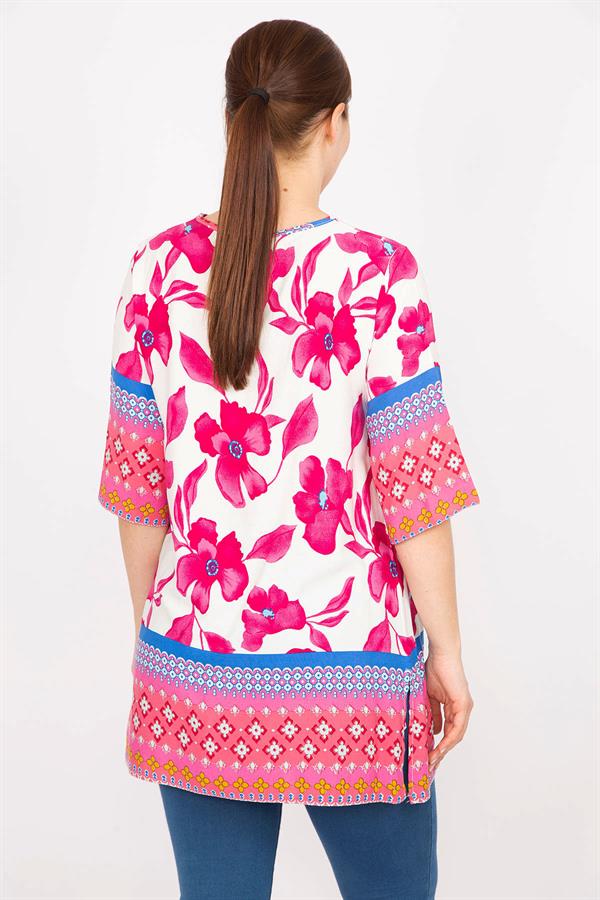 Kadın Fujya Büyük Beden Dokuma Viskon Kumaş Su Desenli Tunik