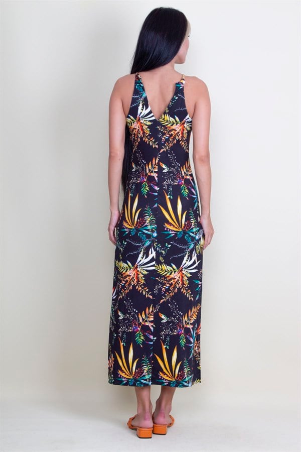 Robe à motifs floraux avec bretelles en chaîne