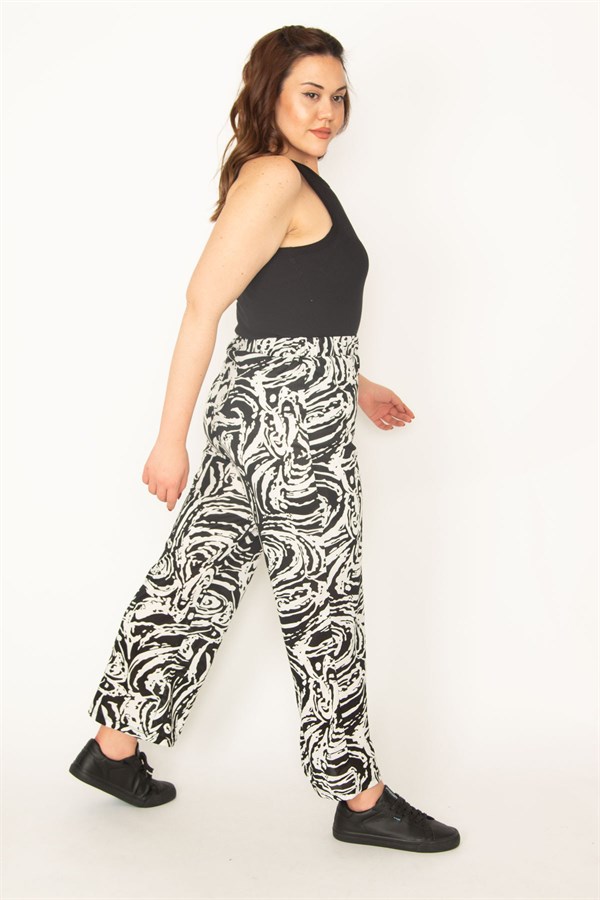 Kadın Kemik Yarım Astarlı Beli Lastikli Pantolon 65N32715