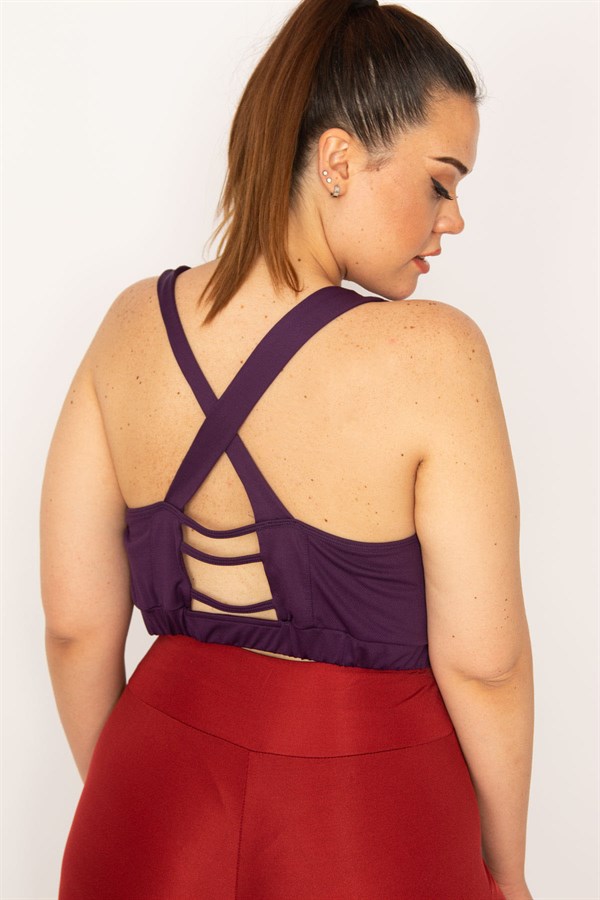 Kadın Mürdüm Sırt Detaylı Crop Bistüer 65N33327