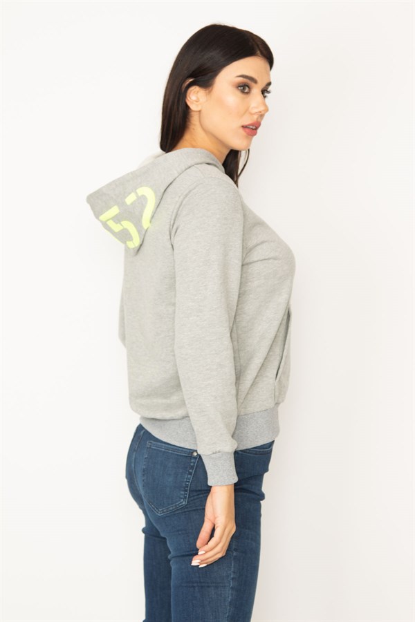 SWEAT-SHIRT À CAPUCHE EN RELIEF GRIS À 3 FILS POUR FEMME