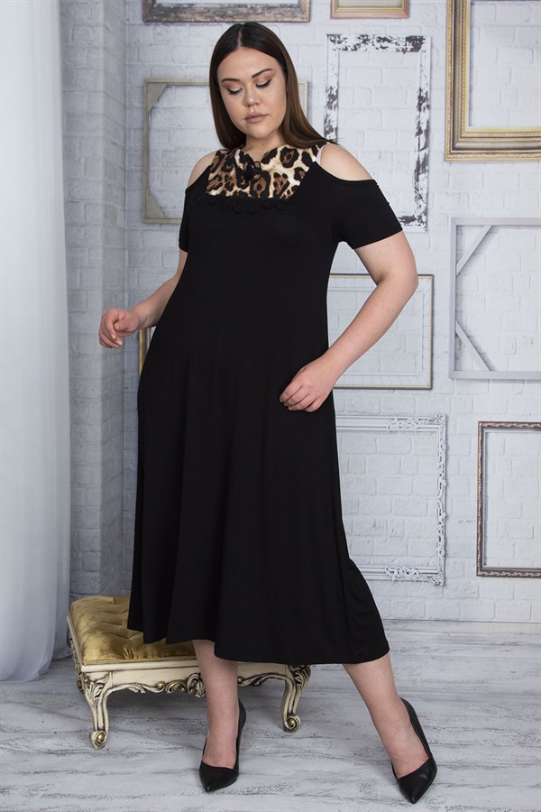 Kadın Gri Omuz Dekolteli Roba Garnili Elbise 65N25800