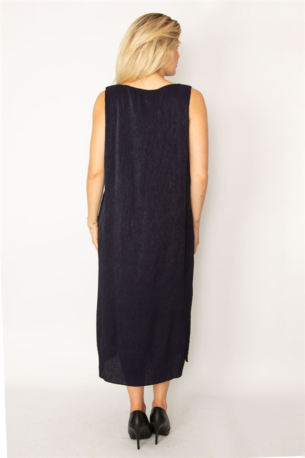 Women's Navy Blue Glittery Lined Dress 26A34281