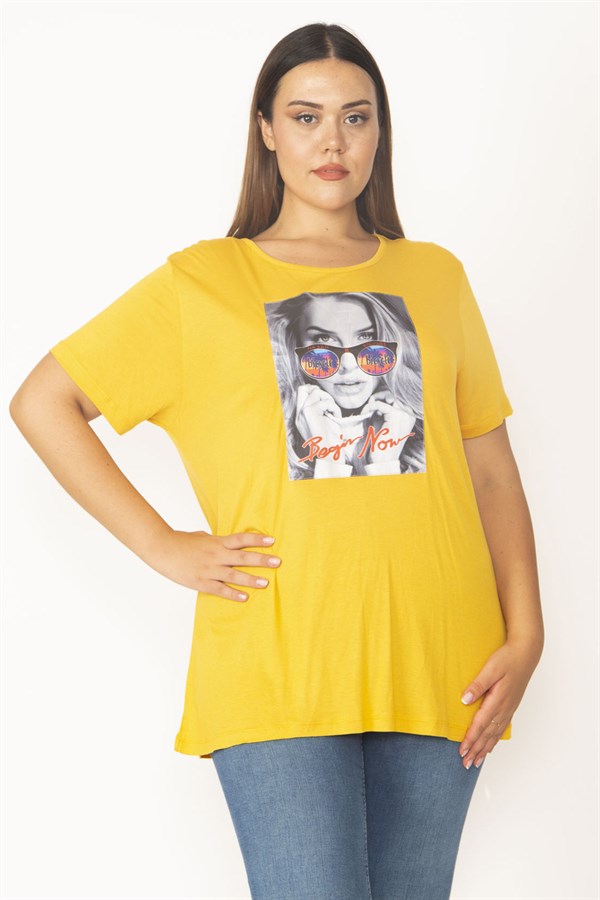 Kadın Sarı Dijital Baskılı Viskon Bluz 65N27410