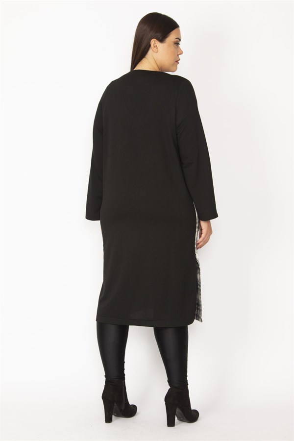 Kadın Gri Ekose Desenli Ön Boy Düğme Ve Cepli Kap 65N28487