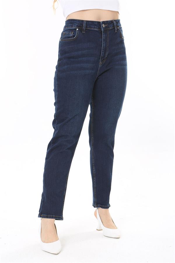Kadın Büyük Beden Yüksek Bel Dar Paçalı Likralı Kot Pantolon 65N38091