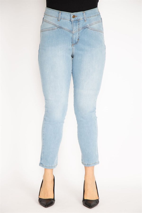 Kadın Mavi Kup Detaylı Kot Pantolon 65N35142