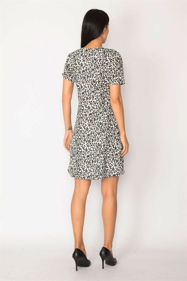 KADIN RENKLİ ANVELOP YAKALI ASTARLI ELBİSE