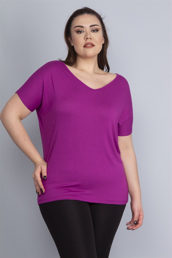 Kadın Fuşya Sırt Dekolteli Viskon Tunik 65N15439