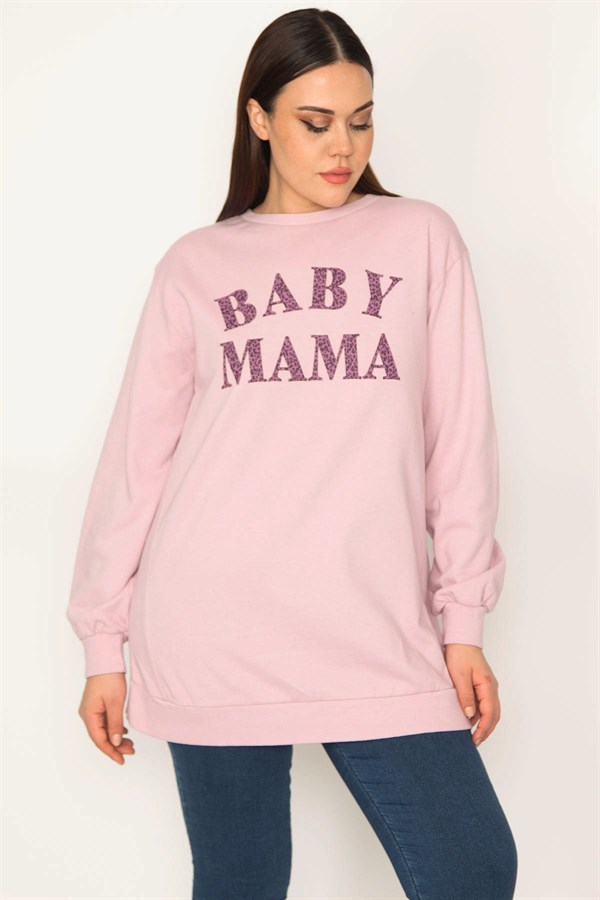 Kadın Pembe Ön Baskılı Sweatshirt 65N31336