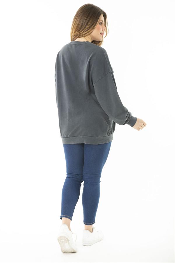 Women's Plus Size Smoke Digital Printed Sweatshirt 65N37159