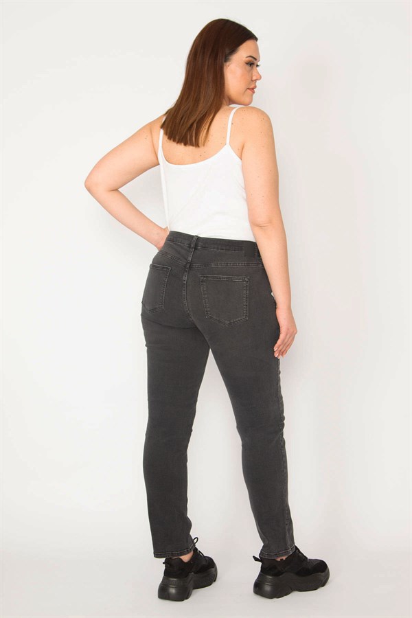KADIN ANTRASİT 5 CEP LİKRALI JEAN PANTOLON