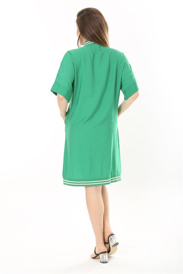 Kadın Büyük Beden Nar Ön Fermuarlı Ribana Detaylı Aerobin Kumaş Elbise 65N37880