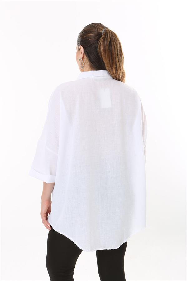 Chemise en similicuir grande taille pour femme, fermeture à boutons-pression, poche et détail sur le devant 65N37698 Chemise en similicuir grande taille pour femme, fermeture à boutons-pression, poche et détail sur le devant 65N37698