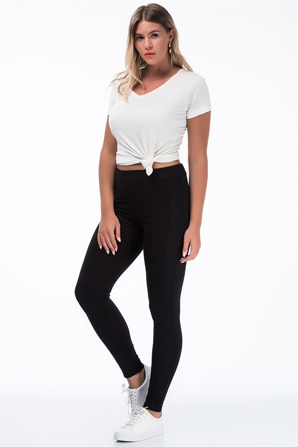 Kadın Lacivert Pamuklu Kumaş Tayt Pantolon 65N35417