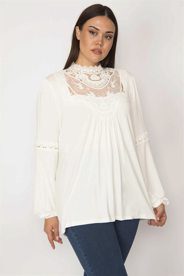 Chemisier femme en dentelle et tulle 26A29817