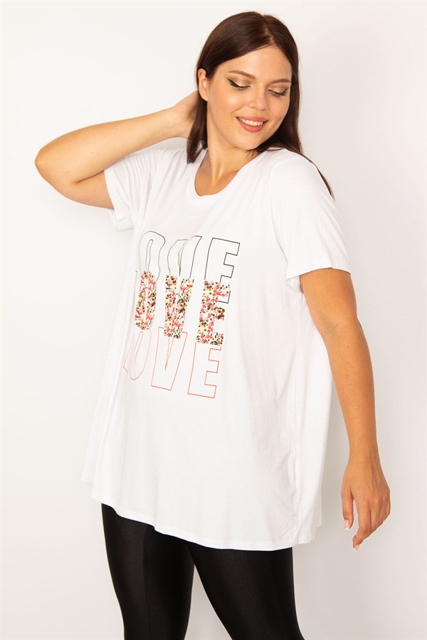 Kadın Beyaz Ön Baskılı Rahat Kesim Tunik 65N34198