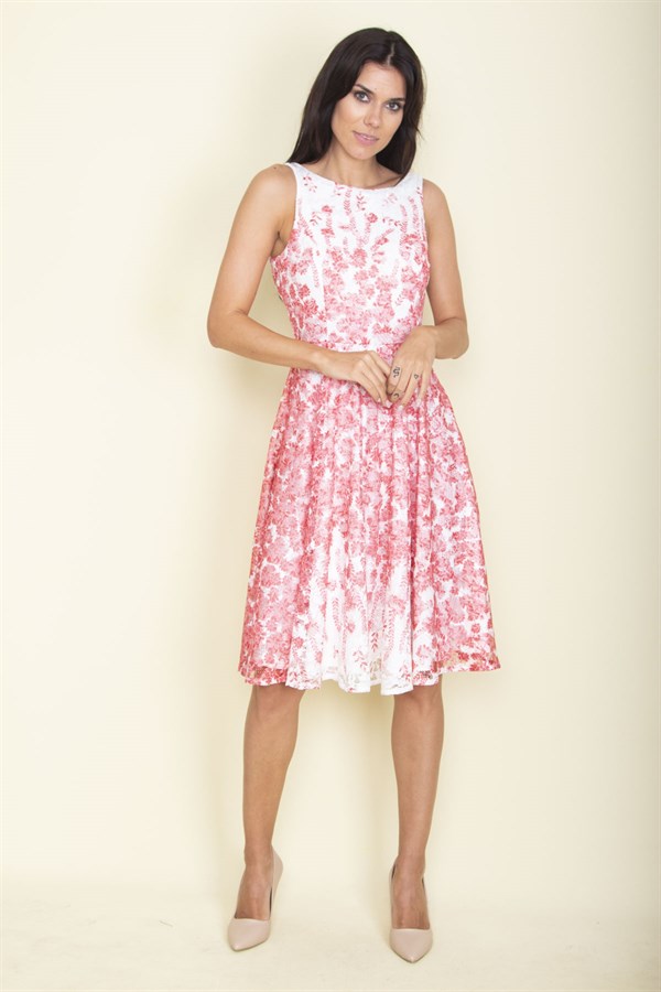 ARKA FERMUARLI ASTARLI DANTEL ELBİSE