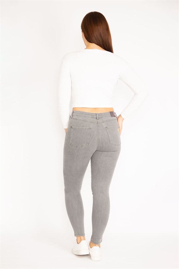 Kadın Gri 5 Cepli Likralı Kot Pantolon 65N34864