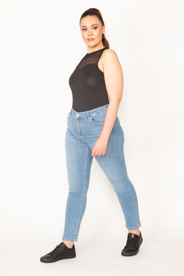 KADIN MAVİ 5 CEP LİKRALI SLİM FİT JEAN PANTOLON