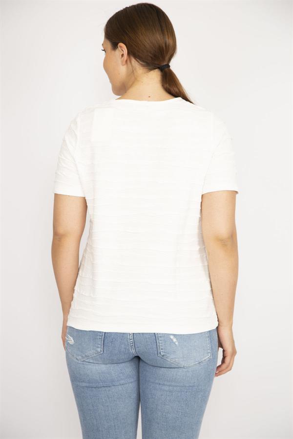 Kadın Kemik Büyük Beden Gofreli Bluz