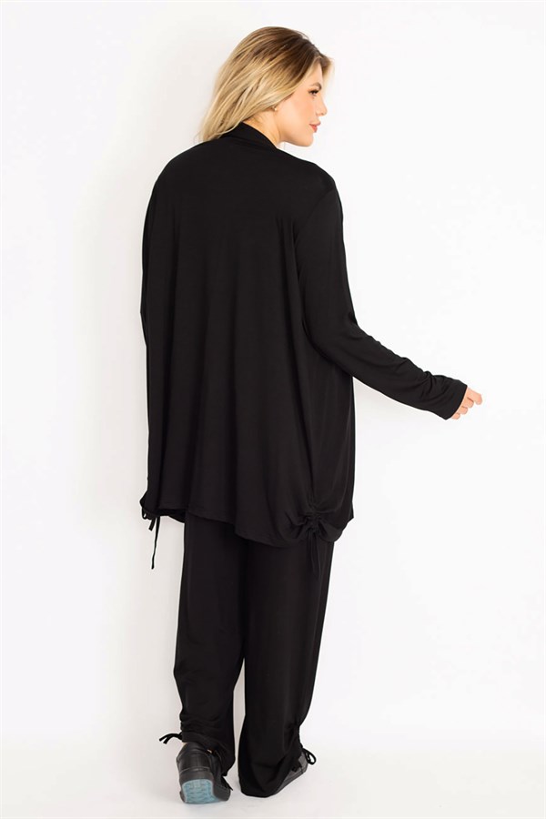 Kadın Mavi Yan Bağcık Detaylı Hırka Pantolon Takım 65N34906