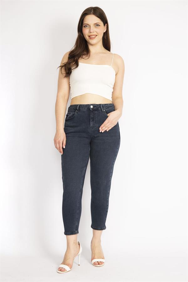 Kadın Lacivert Büyük Beden 5 Cepli Kot Pantolon