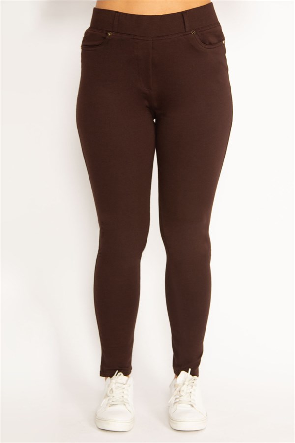 Kadın Kahve Ön Süs Ve Arka Cepli Tayt  65N34534