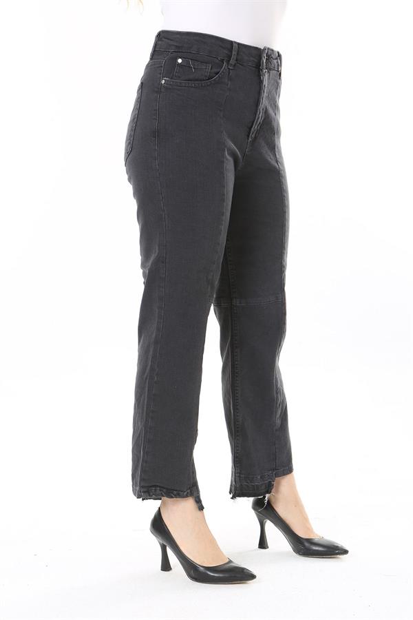 Kadın Büyük Beden Kup Detaylı Paçası Pis Dikişli Likralı Kot Pantolon 65N38087