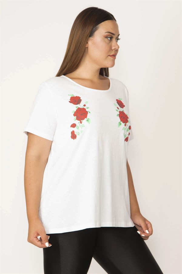 Kadın Beyaz Pamuklu Kumaş Yakası Dantel Kısa Kollu Bluz 65N27659