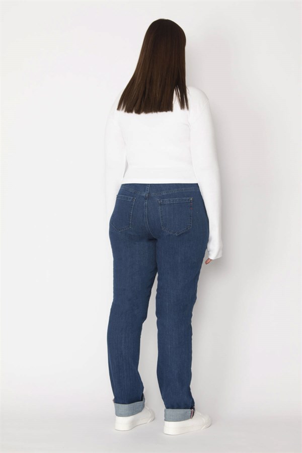 JEAN FEMME BLEU MARINE TAILLE HAUTE 5 POCHES EN LYCRA