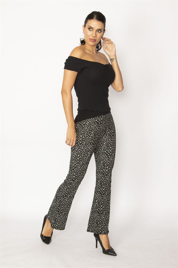 PANTALON DE MATERNITÉ LARGE NOIR POUR FEMME AVEC CEINTURE COURTE