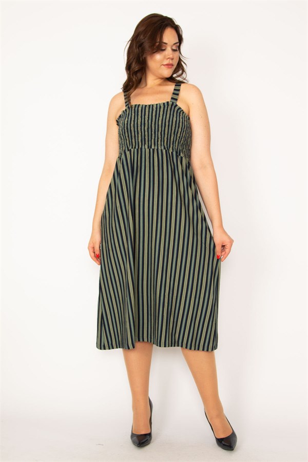 Kadın Haki  Göğüs Kısmı Gipe Lastikli Askılı Elbise 65N33481