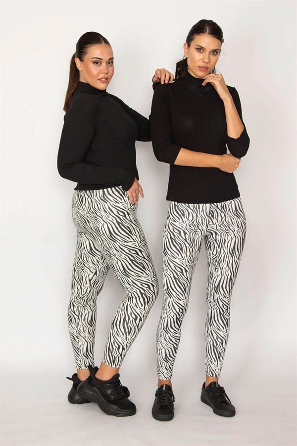 LEGGINGS FEMME À MOTIF ZÉBRÉ NOIR