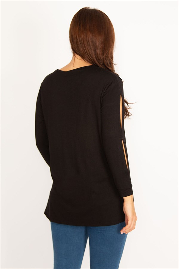 Kadın Bordo Kol Dekolteli Taş Detaylı Bluz 65N34764