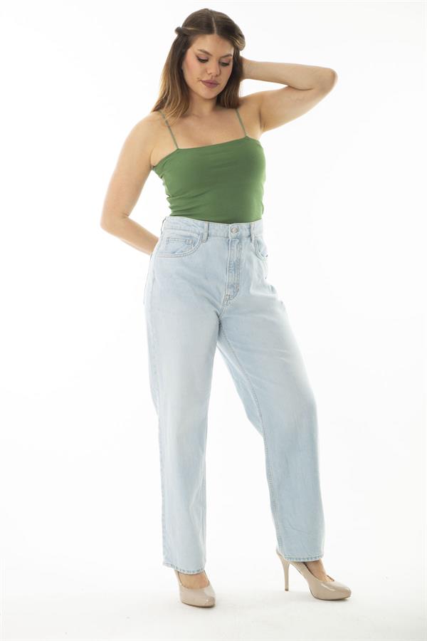 Kadın Büyük Beden Mavi 5 Cepli Kot Pantolon 65N36999