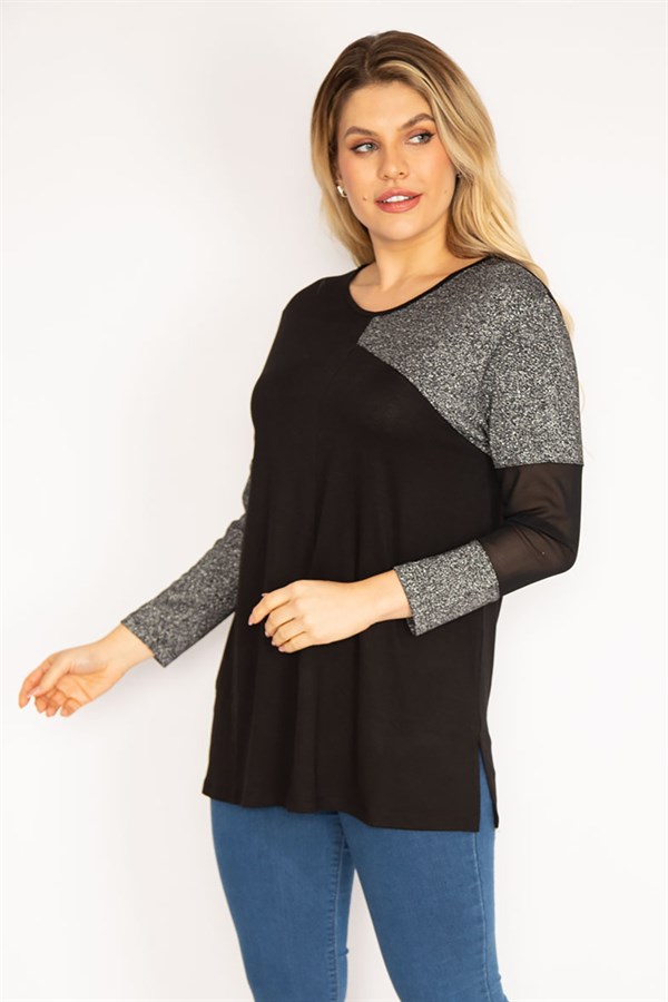 Kadın Siyah Sim Detaylı Bluz 65N35187