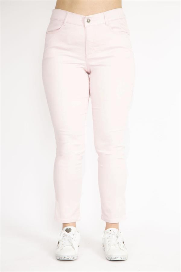 Kadın Pembe Büyük Beden 5 Cepli Likralı Gabardin Kumaş Pantolon