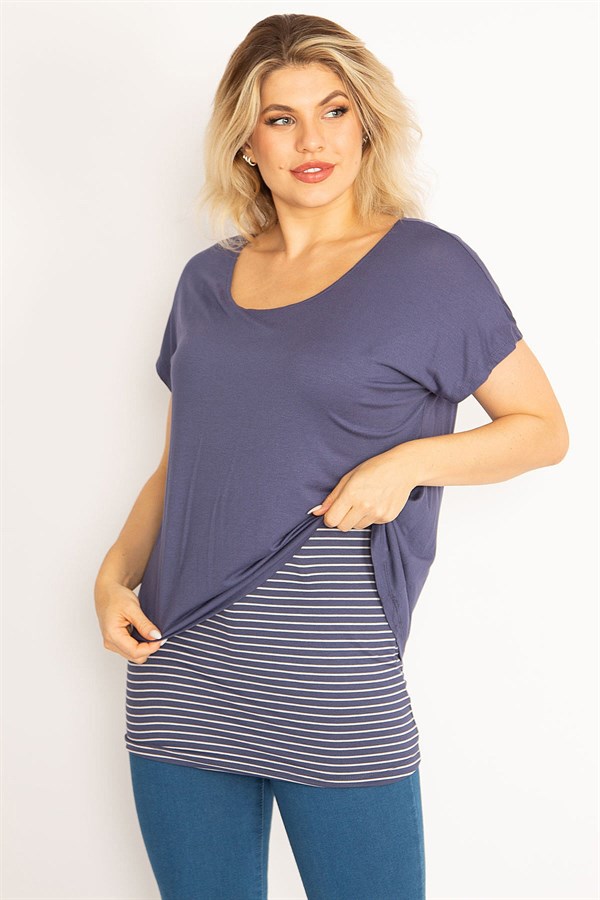 Kadın Indigo Iç Atletli Düşük Kollu Tunik 26N29660