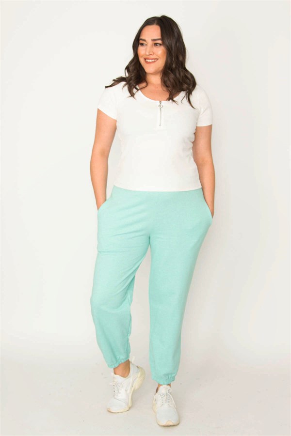 Kadın Gri Pamuklu Kumaş İçi Şardon Paça Ve Bel Lastikli Cep Detaylı Eşofman Alt  65N30436