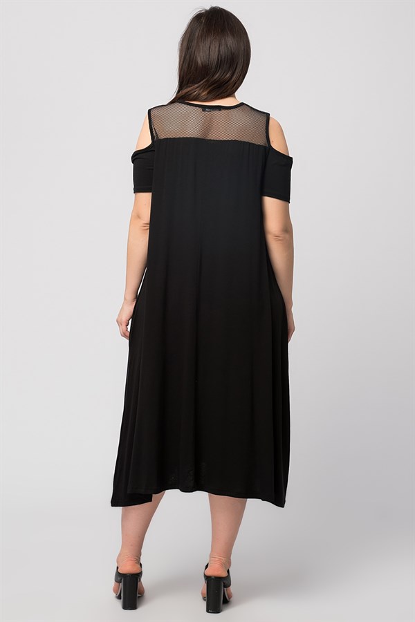 Kadın Haki Roba File Detaylı Viskon Elbise 65N24231