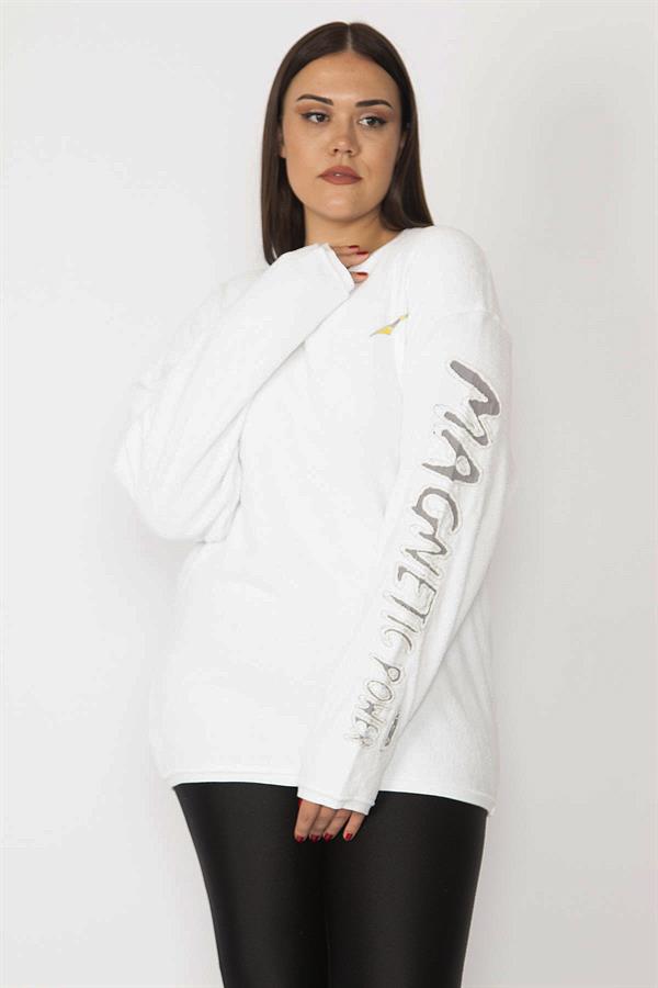 Kadın Kemik Kol Detaylı Havlu Sweatshirt 65N28517