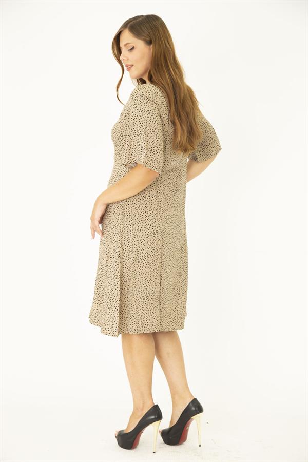 Kadın Büyük Beden Lacivert Dokuma Viskon Kumaş Ön Düğmeli Cepli Elbise 65N36785